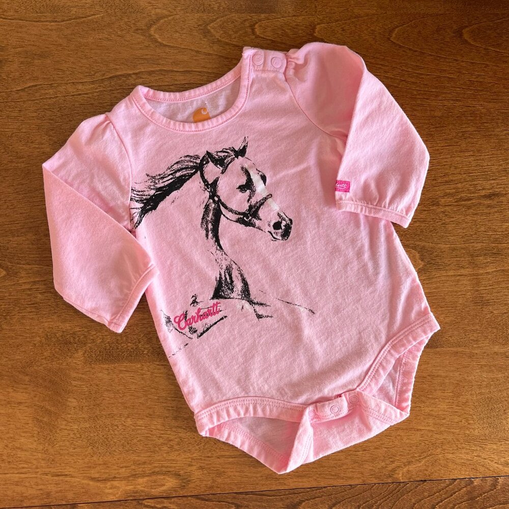 Carhartt pink horse onesie 6m